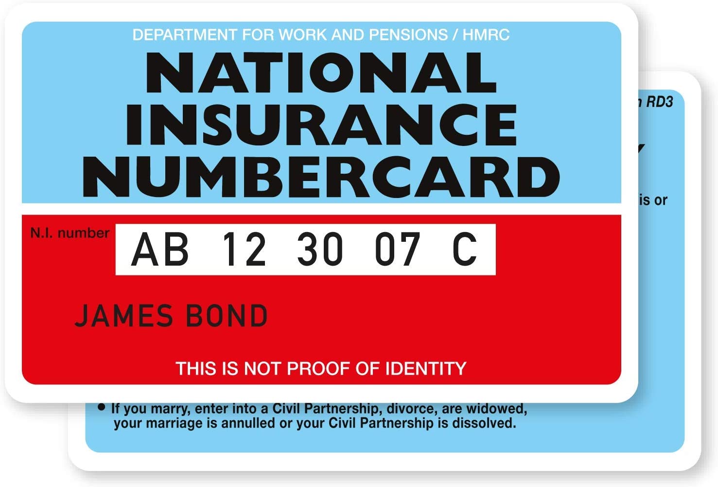 serial number on uk national insurance letter